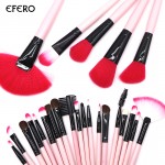 24pcs Pink Makeup Brush for Eyelashes Eyebrow Shadows Foundation Highlighter Kit